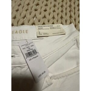 American Eagle Women White Stretch Waistband Straight Jeans Size 4 Regular